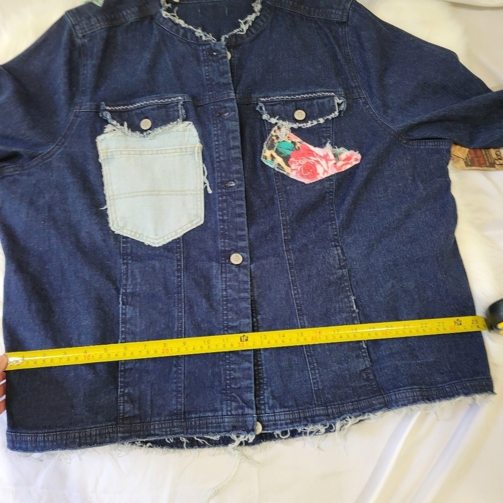Sassy Britches Women's Denim Jacket with Floral Patch - Picture 14 of 16